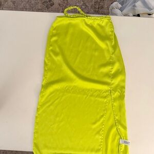 Chartreuse Asymmetrical Midi Skirt